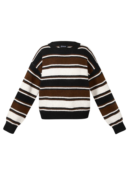 Polyester fiber (polyester) Knit sweaters Stripes Casual Fall/Winter Clothes